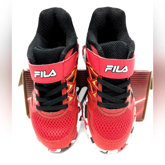 Easy Slip-on No tie Sneakers, Fila Wanderun Strap, Red and Black, Size 12, New - Picture 5 of 5